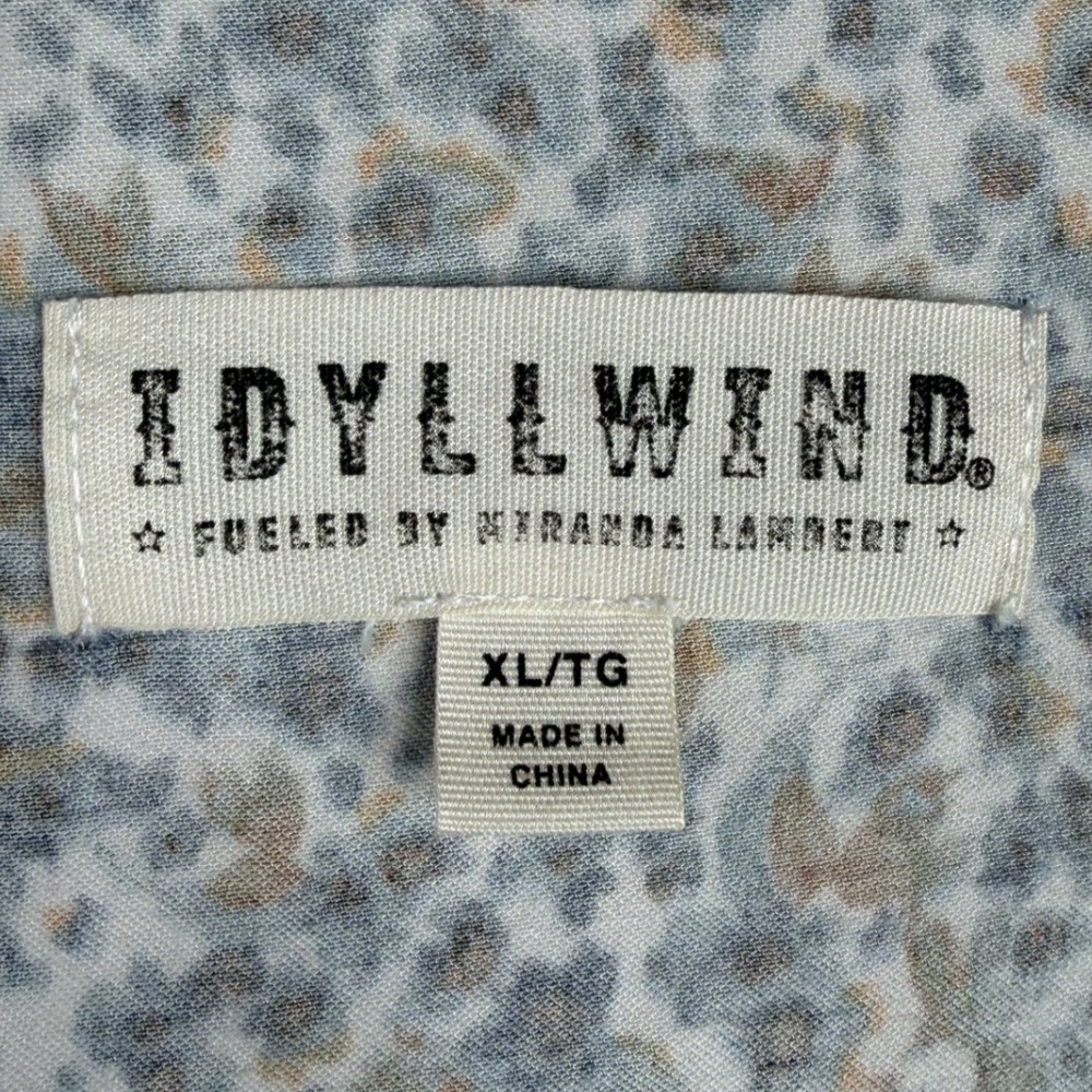 Idyllwind Disty Floral Boho V-neck Mini Dress size XL Blue - Picture 2 of 9